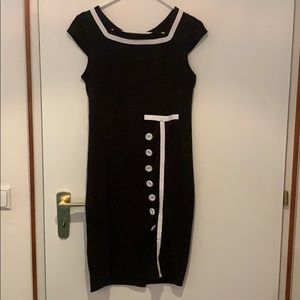 Black Wiggle Dress with button detail